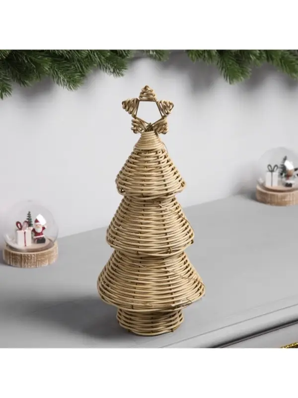 Светодиодная фигура &laquo;Ёлочка плетёная&raquo;, 30&times;13&times;13 см, 20 LED, от батареек ААх2, свечение тёплое белое