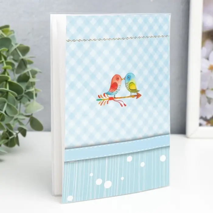 Фотоальбом 36 фото 10х15 см "Птички" голубой