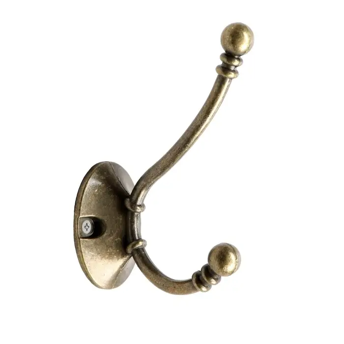 Крючок мебельный ТУНДРА TKd=020, двухрожковый, бронза, 50 шт.