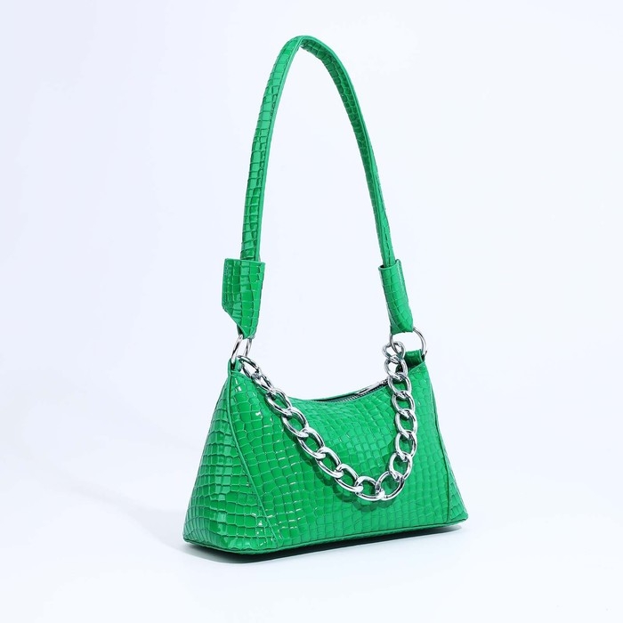 Сумка-багет на молнии, цвет зелёный Сумка-багет на молнии, цвет зелёный