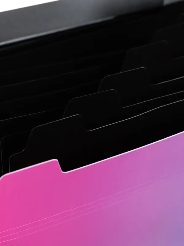 Папка А4 Radiance, 12 отделений, 600 мкм, на кнопке, розовый/голубой градиент