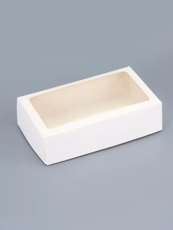 Упаковка для продуктов с окном, белая, 23&times;14&times;6 см, 1.9 л