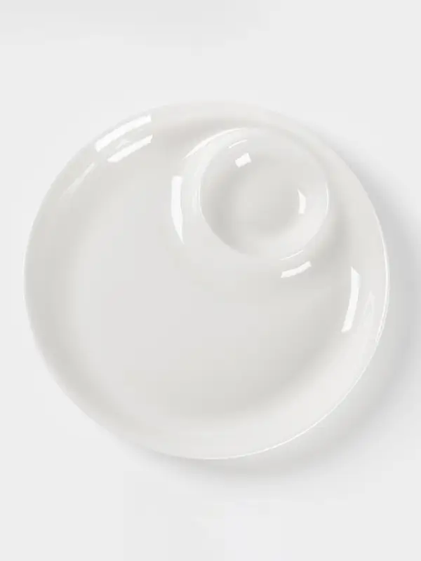 Блюдо с соусником Доляна White Label, d=25 см, фарфор, белое