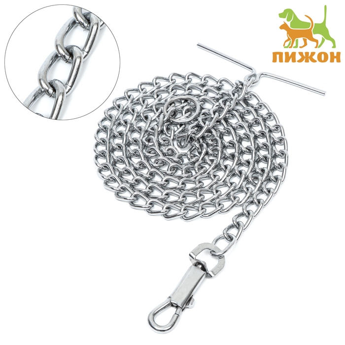 Цепь для привязи собак мелкокалиберная, 1,8 м, толщина проволки 3,5 мм Цепь для привязи собак мелкокалиберная, 1,8 м, толщина проволки 3,5 мм