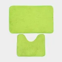 Коврики для ванной и туалета Доляна &laquo;Пушистик&raquo;, 2 шт.: 40&times;50 см, 50&times;80 см, цвет зелёный