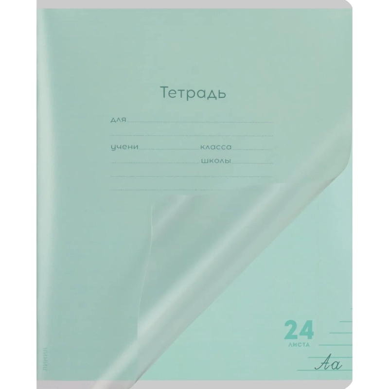 Тетрадь ЛИНИЯ 24л.проз.пласт.обл.plastic cover КЛАССИКА NEW ЗЕЛЕНАЯ,24-1414