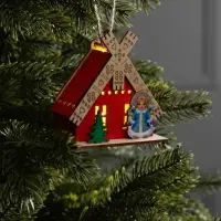 Подвеска световая &laquo;Дом Снегурочки&raquo;, 8&times;4&times;8.5 см, 1 LED, от батареек AG10&times;3, свечение тёплое белое