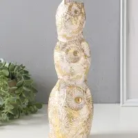 Сувенир полистоун "Три совы - пирамида. Золотые круги" 11,5х11,5х32 см