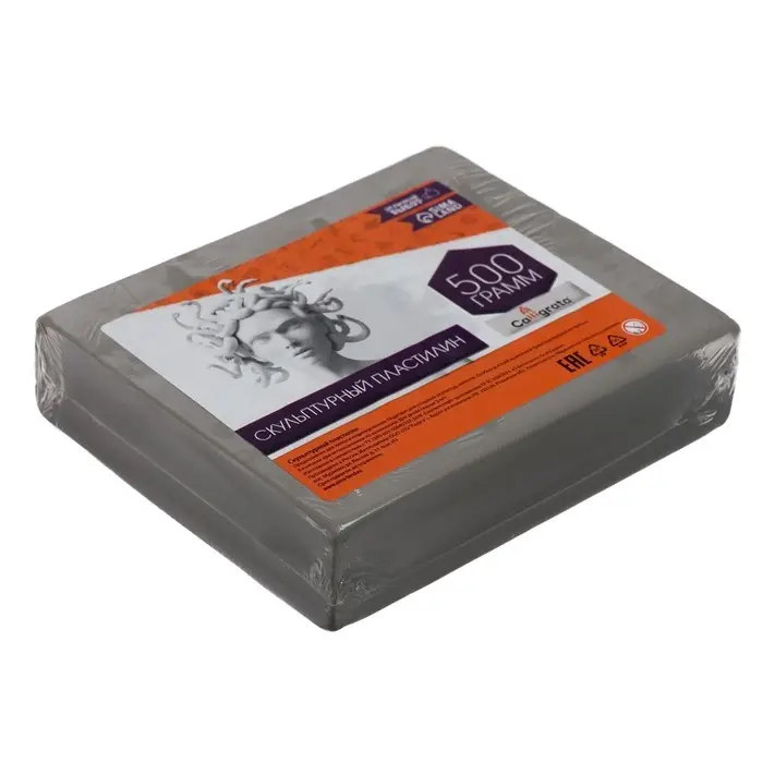 Пластилин скульптурный Calligrata, мягкий, 500 г, серый Пластилин скульптурный Calligrata, мягкий, 500 г, серый