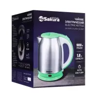Чайник электрический Sakura SA-2147G, металл, 1.8 л, 1800 Вт, зелёный