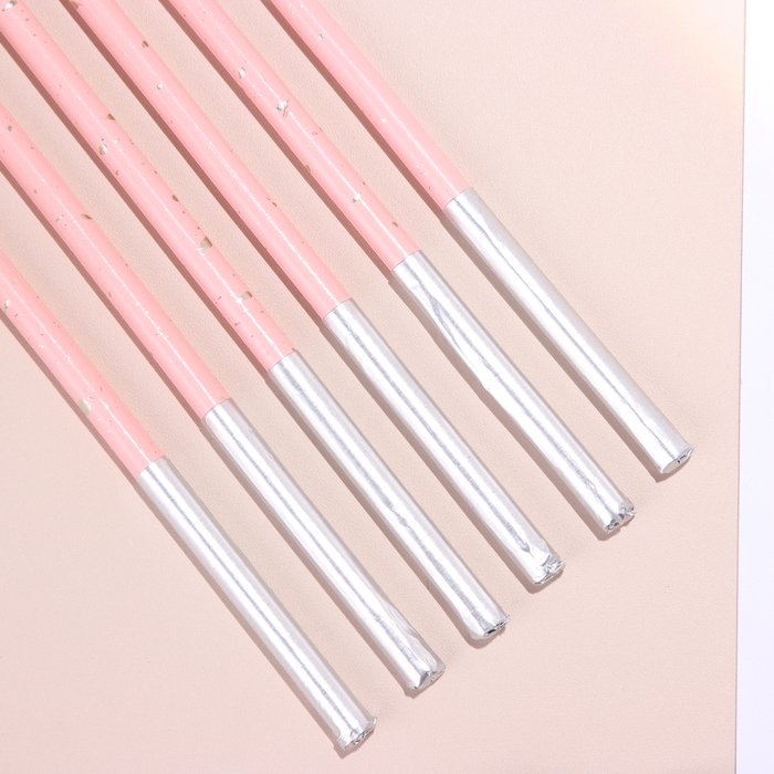 Набор свечей в торт, 6 штук  Набор свечей в торт, 6 штук "Исполнение желаний", 15 см, розовый