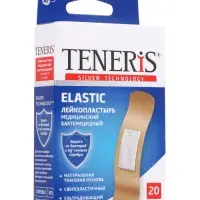 Лейкопластырь медицинский бактерицидный TENERIS Elastic, тканная основа, 7.6&times;1.9 см, 20 шт.