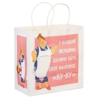 Пакет подарочный крафтовый &laquo;Ку-ку&raquo;, Малыш и Карлсон, 22&times;22&times;11 см