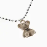 Кулон детский &laquo;Выбражулька. Мишка&raquo;, 40 см, бежевый в серебре