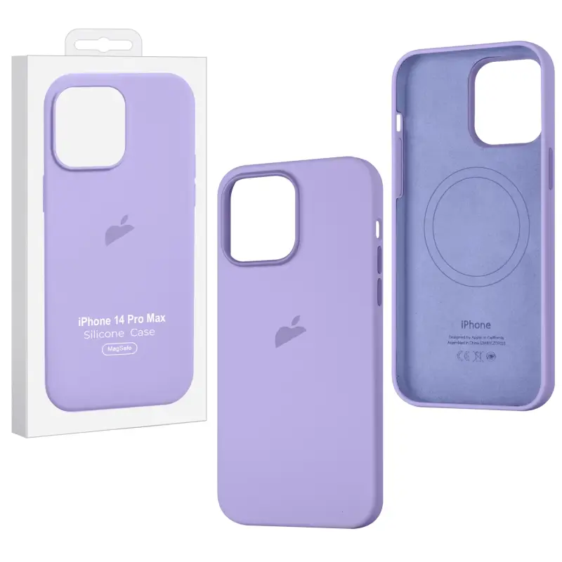 Чехол iPh 14 Pro Max Silicon Case 100% ORG Lilac (MagSafe + анимация NFC Clear) c LOGO