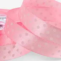 Лента атласная &laquo;Горошек&raquo;, 15 мм, 23&plusmn;1 м, розовая №004