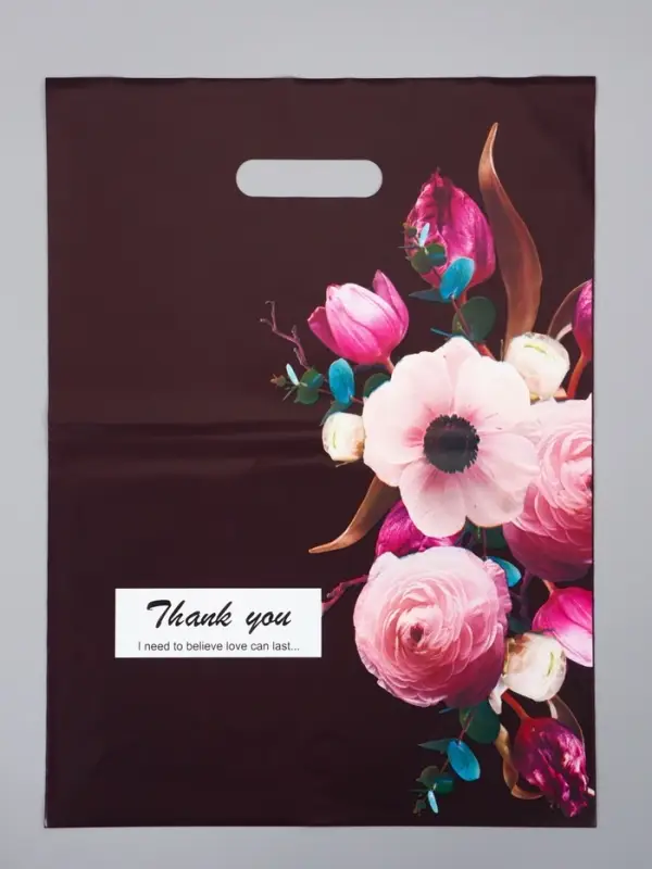 Пакет полиэтиленовый с вырубной ручкой "Букет" 30 х 40 см 60 мкм