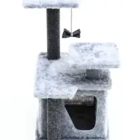Домик для кошек с когтеточкой, квадратный, 3х-этажный, 33 × 42 × 63 см, ковролин, серая