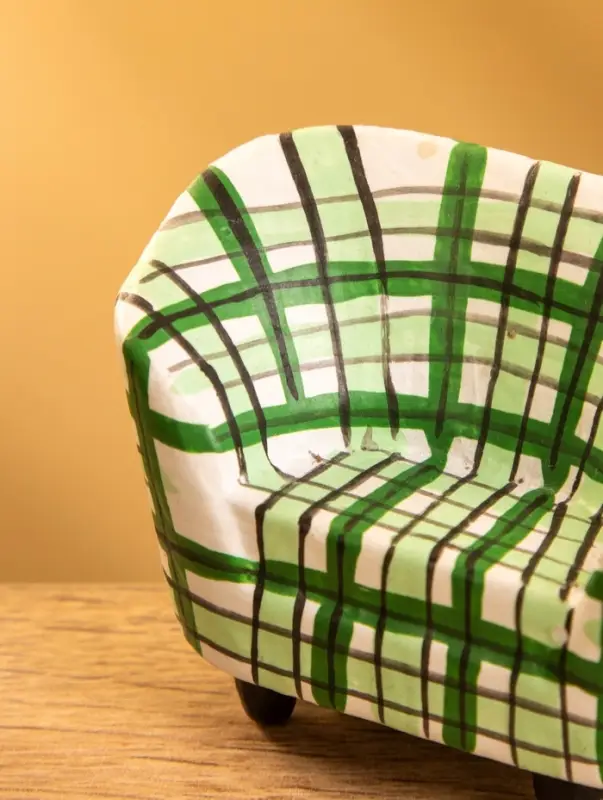 Сувенир дерево "Кресло клетчатое" цв. зелёный, 6х3,5х5 см