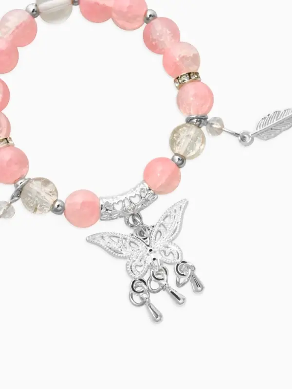 Браслет детский &laquo;Выбражулька&raquo; бабочка, цвет розовый в серебре