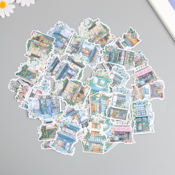 Наклейки для творчества Наклейки для творчества "Дома в цветах" 8х8 см набор 45 шт 0,5х14,5х9,4 см