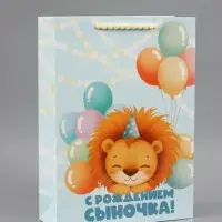 Пакет подарочный с местом под носочки &laquo;С рождением сыночка&raquo;, 28.3&times;10.4&times;39 см