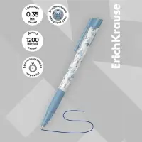 Ручка шариковая автоматическая ErichKrause Frozen Beauty Matic&Grip, узел 0.7 мм, чернила синие, резиновый держатель, тонкое письмо, корпус Soft Touch