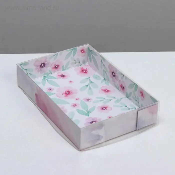 Кондитерская упаковка, коробка для макарун с PVC крышкой, «Весенний подарок», 18 х 12 х 3.5 см Кондитерская упаковка, коробка для макарун с PVC крышкой, «Весенний подарок», 18 х 12 х 3.5 см