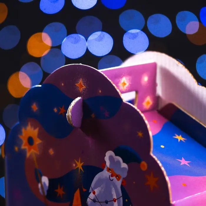 Подарочная новогодняя коробка «Фантазия» в фиолетовом, упаковка, 12×7×23 см