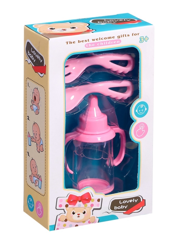 Набор аксессуаров для пупса: бутылочка, ложка, вилка