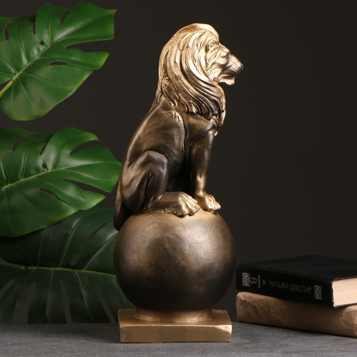 Копилка Копилка "Лев на шаре малый" черное золото, 42х17х16см