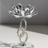 Стеклянный подсвечник на 1 свечу &laquo;Лотос на кольцах&raquo;, d=4 см, 11.2&times;9&times;16.5 см