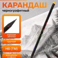 Карандаш чернографитный Calligrata, НВ, с ластиком, круглый, пластиковый, чёрный корпус с рисунком