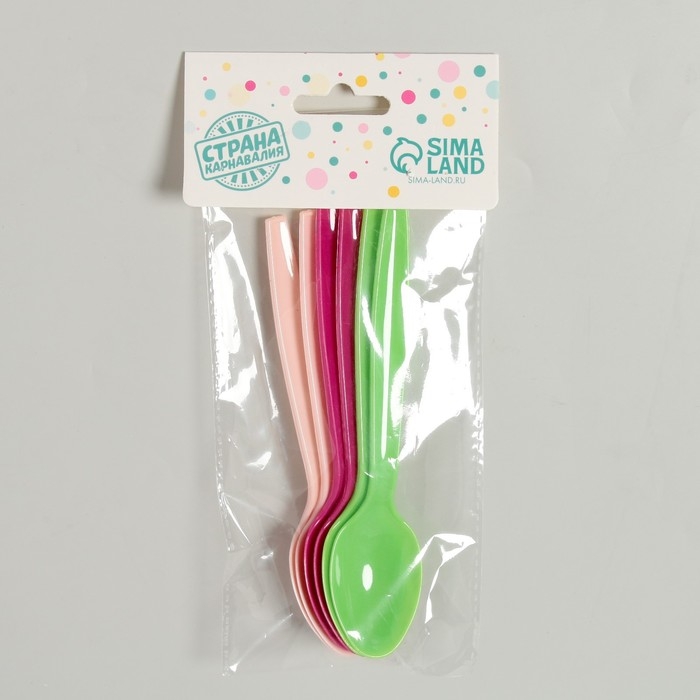 Ложки пластиковые, 6 шт., цвета МИКС Ложки пластиковые, 6 шт., цвета МИКС