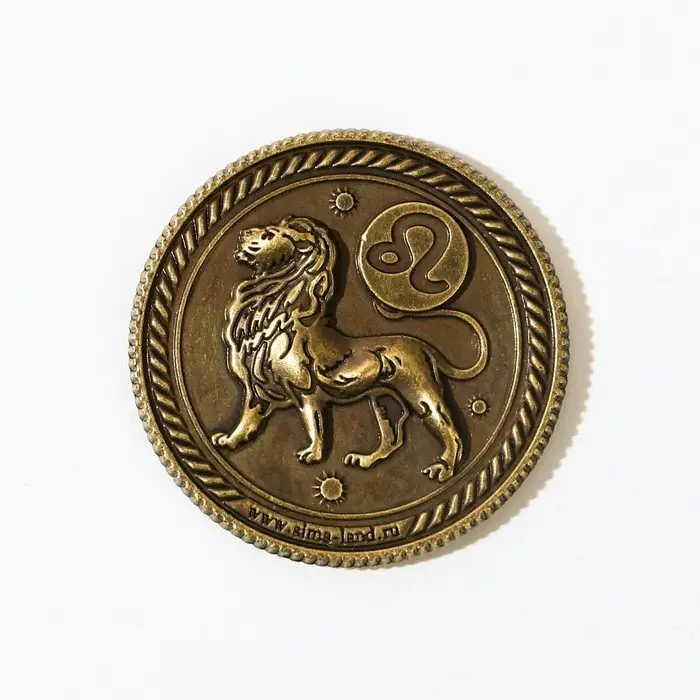 Монета сувенир знак зодиака «Лев», d=2,5 см.
