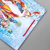 Пакет подарочный новогодний ламинированный, &laquo;Дед Мороз и снегурочка&raquo;, 26&times;12&times;32 см