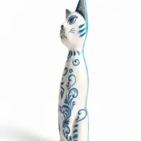 Фигура &laquo;Кошка с синей росписью&raquo;, 9&times;4.5&times;30 см, дерево