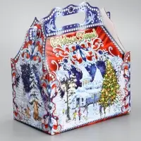 Подарочная новогодняя коробка &laquo;Зимпяя тройка в синем&raquo; 20&times;12&times;19 см