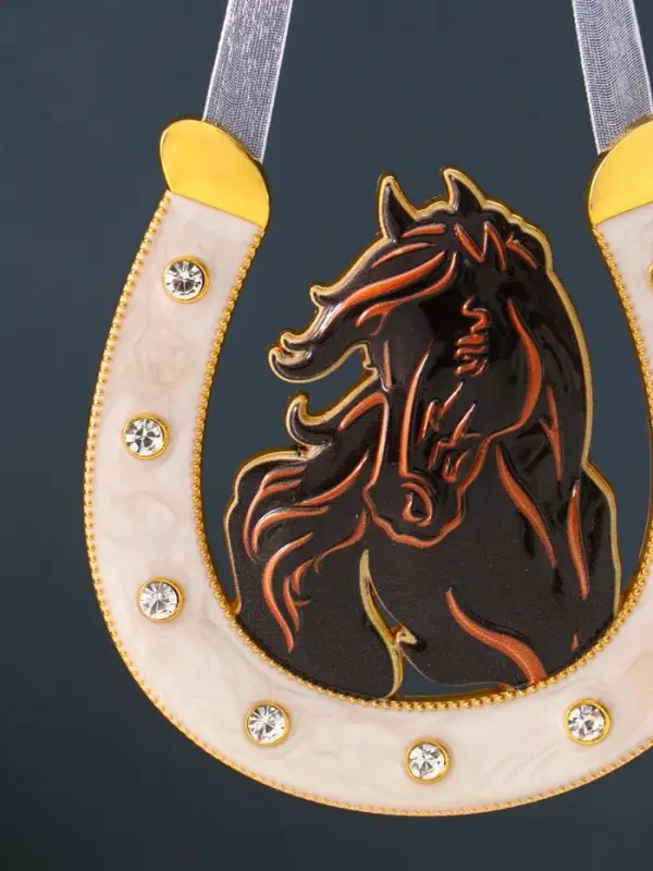 Сувенир-подкова «Лошадь гнедая»,10,5х10,5х0,05см,  эмаль, стразы