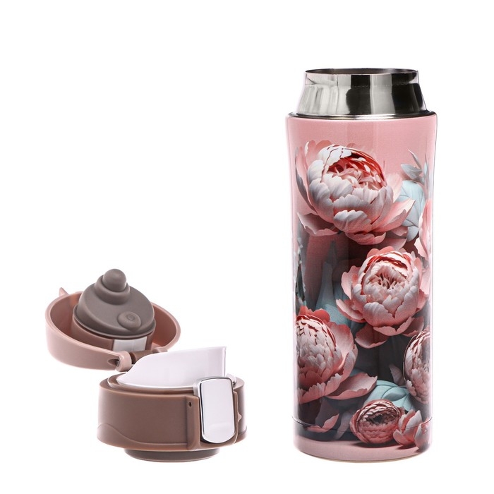 Термокружка, 350 мл, Style "Цветы", сохраняет тепло до 8 ч