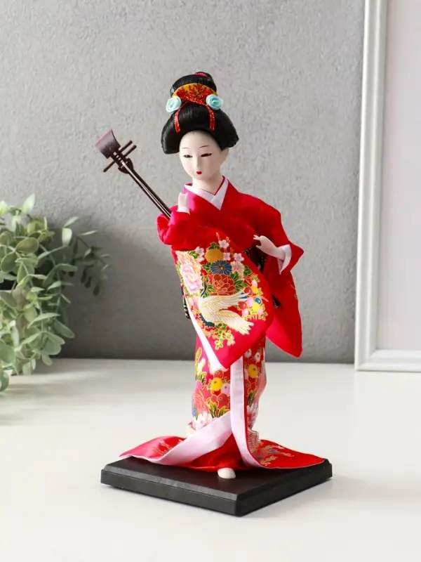 Кукла коллекционная &laquo;Японка в цветочном кимоно с музыкальным инструментом&raquo;, 30&times;12.5&times;12.5 см