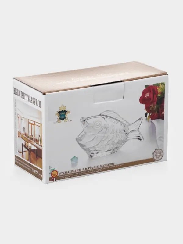 Икорница стеклянная  Икорница стеклянная "Рыба" 16,6х7,5х9,5 см, прозрачная