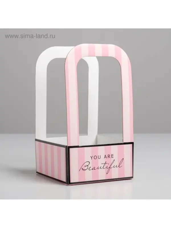 Коробка-переноска для цветов &laquo;Розовая&raquo;, 12 см &times; 12 см &times; 22 см