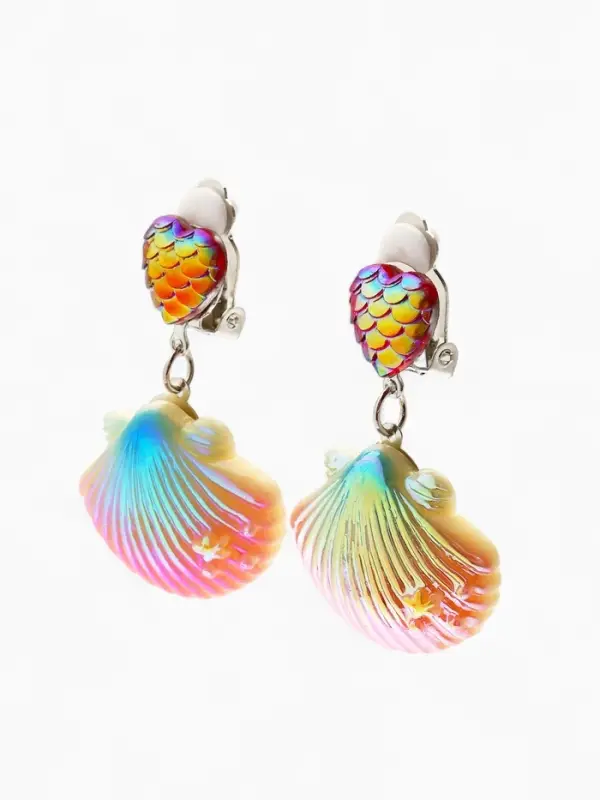 Клипсы детские «Выбражулька» ракушка, элемент сердце, разноцветные Клипсы детские «Выбражулька» ракушка, элемент сердце, разноцветные