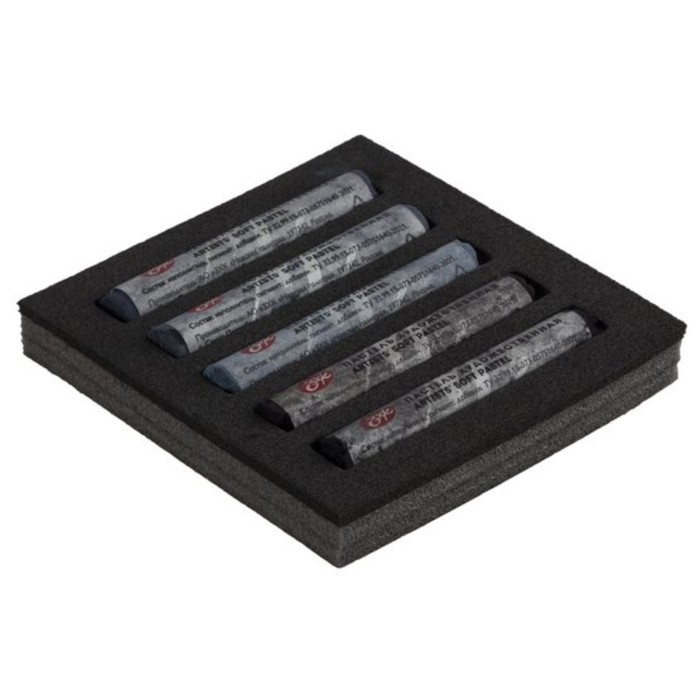 Пастель сухая набор 5 цветов, Soft, ЗХК Пастель сухая набор 5 цветов, Soft, ЗХК "Сонет", D-10 мм /L-65 мм, круглое сечение, серые оттенки, 2531422206