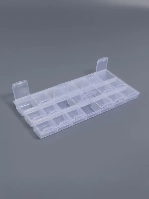 Органайзер для хранения мелочей, 21 отделение, 21.5&times;10.5&times;1.9 см, прозрачный