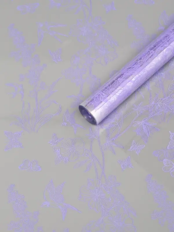 Плёнка для цветов &laquo;Ласточки&raquo;, прозрачный/сиреневый классик, 0.6&times;9.3&plusmn;5% м, 40 мкм, 200 г