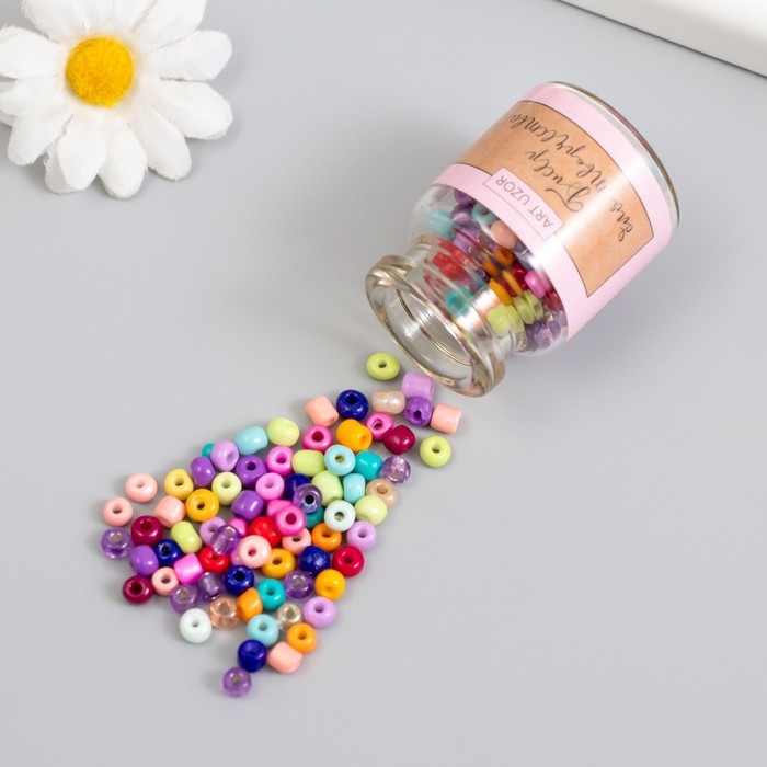 Бисер круглый 6/0 в бутылочке  Бисер круглый 6/0 в бутылочке "Разноцветный" 2х20 гр набор 2 шт