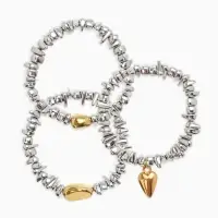 Браслет 3 нити "Каменнное сердце", цвет золотисто-серебристый Браслет 3 нити "Каменнное сердце", цвет золотисто-серебристый