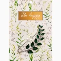 Булавка &laquo;Веточка лиственная&raquo;, 6.5 см, зелёная в серебре